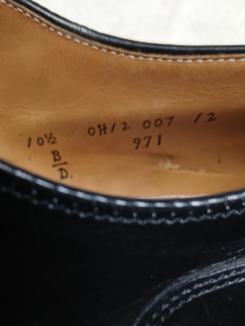 Alden 971 Straight Tip Blucher Black Leather Cap-Toe Derbys Size 10.5 B